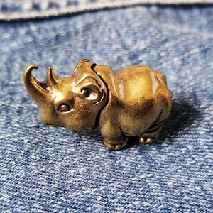 Brass Rhino Statue,Small Rhino,Cute Rhino,Antique Collection,Table Decoration,Rhino Figurine,Brass Animal Figurine,6S-D