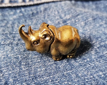 Brass Rhino Statue,Small Rhino,Cute Rhino,Antique Collection,Table Decoration,Brass Rhino Figurine,Brass Animal Figurine,3S-D