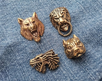 Brass Lion Head,Brass Dragon Rivet,Brass Wolf Concho,Screwback Conchos,Metal Dog Studs,Leather Decoration,Retro Concho Screw Back Rivets,2AS