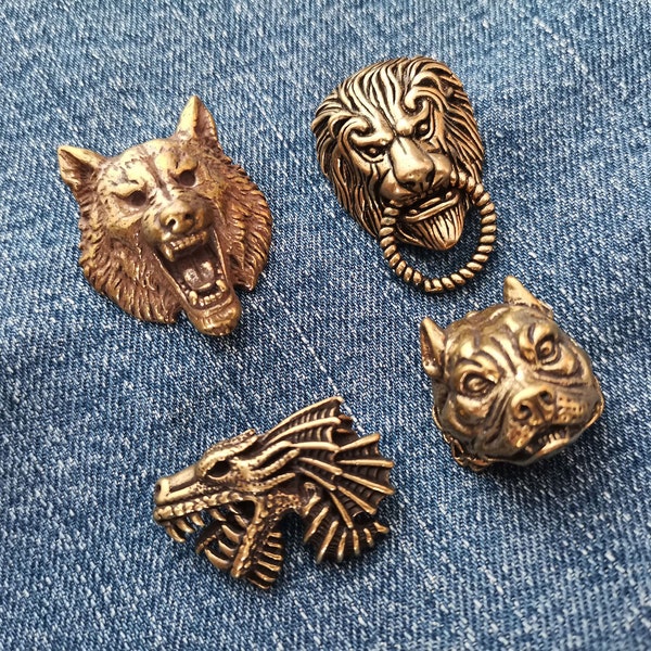 Brass Lion Head,Brass Dragon Rivet,Brass Wolf Concho,Screwback Conchos,Metal Dog Studs,Leather Decoration,Retro Concho Screw Back Rivets,1AS