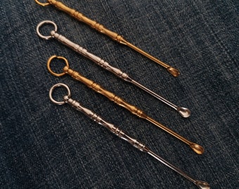 Ear Pick Keychain,Ear Pick,Keychain Pendant,Ear Pick Wax Remover,Stainless Steel Ear Cleaner,Brass Ear Spoon,Ear Cleaner,QA1