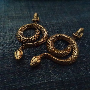 Brass Necklace charm,Snake charm,Snake Pendant,Snake Necklace Pendant,Snake Key Chain,3D snake pendant,Brass Snake,Jewelry Making Supply,AS1