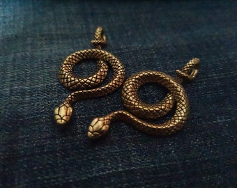Brass Necklace charm,Snake charm,Snake Pendant,Snake Necklace Pendant,Snake Key Chain,3D snake pendant,Brass Snake,Jewelry Making Supply,AS1
