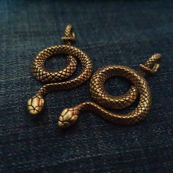 Brass Necklace charm,Snake charm,Snake Pendant,Snake Necklace Pendant,Snake Key Chain,3D snake pendant,Brass Snake,Jewelry Making Supply