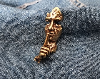 Brass Figure,Brass Keychain,Antique Collection,Keychain Pendant,Pendant Charm,Silence Is Golden,Bag Accessories,AH3