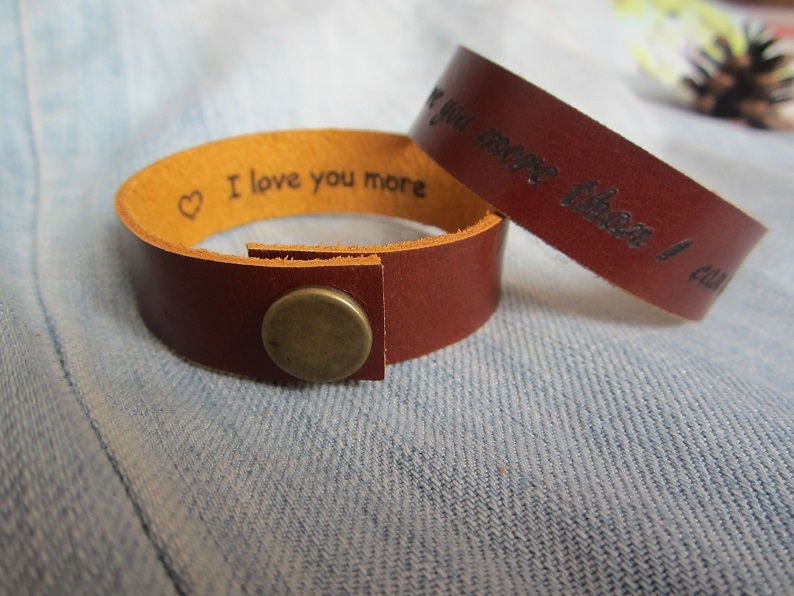 Hidden Message Bracelet,Custom Leather Bracelet,Personalized Leather Cuff,Secret Message Bracelet,Engraved Bracelet,Customized Cuff,Gift,4