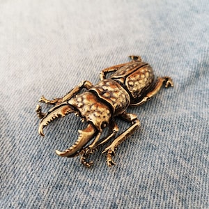 Retro Brass Insect Figurine,Beetle Sculpture,Antique Collection,Table Decoration,Brass Stag Beetle Figurine,Bookshelf or Shelf Decor,BA6
