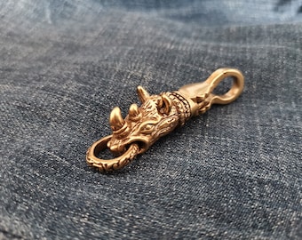 Rhino Keychain Pendant,Brass rhino Keychain,Animal Jewelry,Personalized keychain,DIY Car Key Clasp,Rhino Head Connector,Brass Finding,AF6