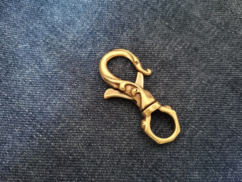 Brass Key Ring Hook,Key Hook,Custom Keychain,Leathercraft Hardware,Brass Keychain Custom,Fish Hook Key Chain,Belt Hook,Key Chain Hook image 2