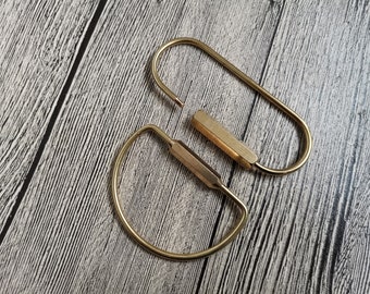 Brass Key Ring Hook,Key Hook,Custom Keychain,Leathercraft Hardware,Safety Hook,Brass Oval Screw Locking Carabiner,Brass Keychain Custom,4SE