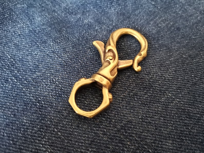 Brass Key Ring Hook,Key Hook,Custom Keychain,Leathercraft Hardware,Brass Keychain Custom,Fish Hook Key Chain,Belt Hook,Key Chain Hook image 3