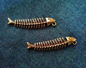 Brass Fish Bone Pendant,Fish Bone Necklace,Fish Bone Pendant,Necklace Finding,Fish Bone Charm Pendant,9A