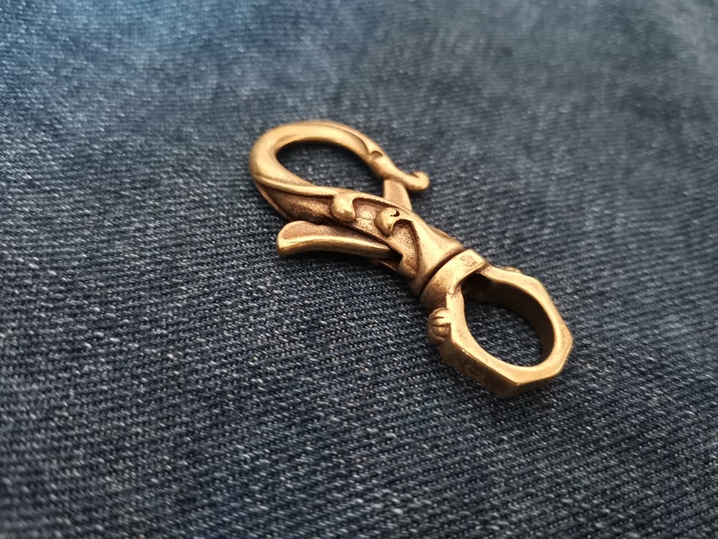 Brass Key Ring Hook,Key Hook,Custom Keychain,Leathercraft Hardware,Brass Keychain Custom,Fish Hook Key Chain,Belt Hook,Key Chain Hook image 4