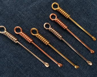Paliteiro de orelha, pingente de chaveiro, removedor de cera para palitinho de orelha, chaveiro para palitinho de orelha, limpador de ouvido de aço inoxidável, colher de orelha de latão, limpador de ouvido