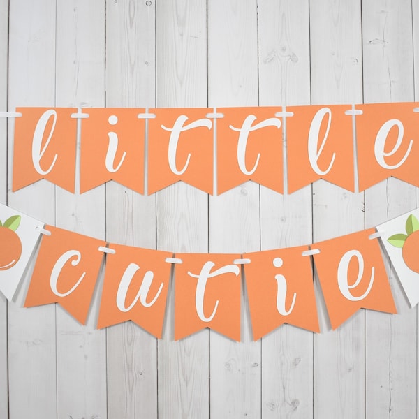 Orange Clementine Fruit Little Cutie Birthday Party Baby Shower Flag Pennant Banner Sign Lil Cutie Citrus