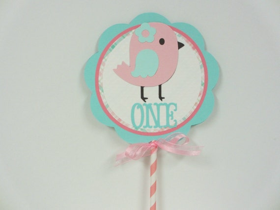 Pastel Bird Chick Birthday Party Shower Smash Cake Topper Pink Aqua Blue Yellow Green Il_570xn