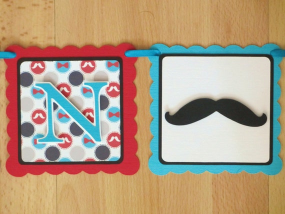 Little Man Mustache Moustache Baby Shower Birthday Party Banner Sign Red Grey Turquoise Teal Blue Il_570xn