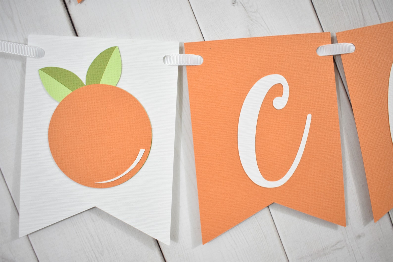 "Little Cutie" Baby Shower Banner - Orange Clementine Tangerine Theme Party Decor, Pre-Assembled