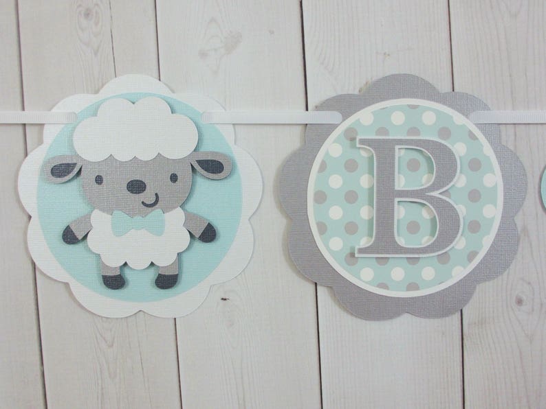 Lamb Sheep Baby Boy Shower Birthday Party Banner Sign Blue Etsy