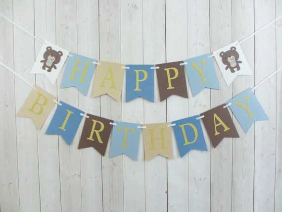 Teddy Bear Birthday Party Baby Shower Flag Pennant Banner Sign