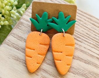 Classic size, Easter carrot clay earring