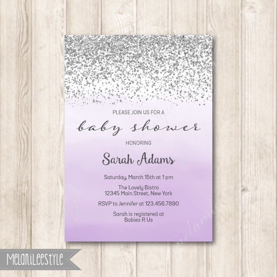 Silver And Purple Ombre Watercolor Baby Shower Party Etsy