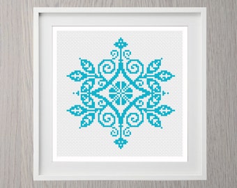 Snowflake Cross Stitch Pattern, Instant Download, Modern, Simple, Pretty, Winter, Frozen, Beginner