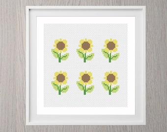 Mini Sunflowers Cross Stitch Pattern, Instant Download, Modern, Simple, Pretty, flowers, floral, beginner, garden, gift, sunflower