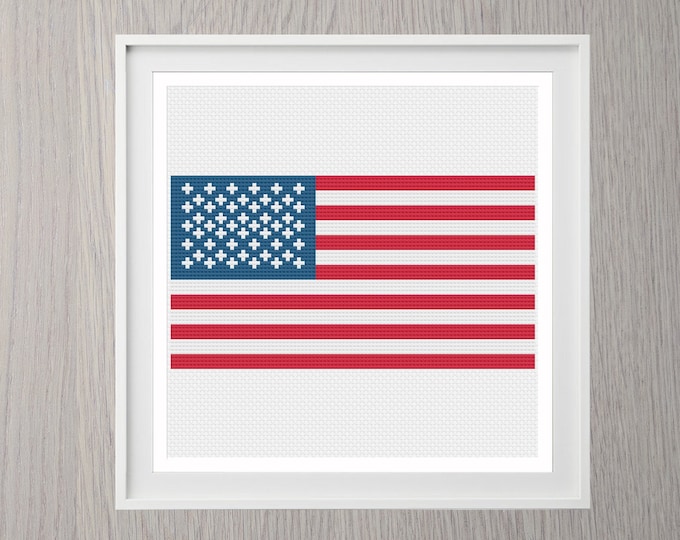 USA Flag Cross Stitch Pattern | Digital Download