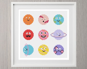Planets Cross Stitch Pattern PDF | Science Cross Stitch | Nerd Cross Stitch