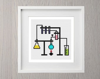 Chemistry Lab Cross Stitch Pattern | Science Cross Stitch | Nerd Cross Stitch | Chemistry Cross Stitch