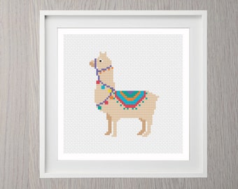 Llama Cross Stitch Pattern, Instant Download, cute, kids, mini, funny, alpaca, beginner, simple, modern, nursery, animal, sewing