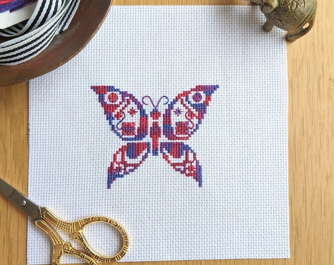 Butterfly Cross Stitch Pattern with Variegated Floss, Small Butterfly, Modern Cross Stitch
