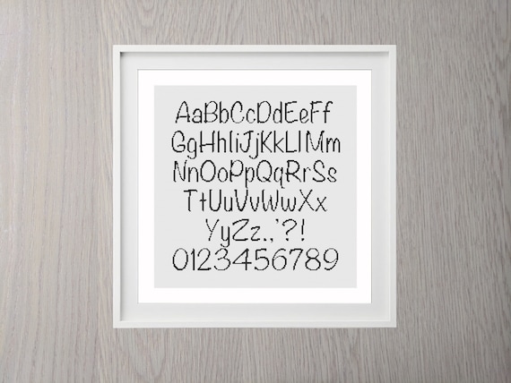 Cross Stitch Alphabet Pattern With Punctuation and Numbers