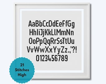Cross Stitch Alphabet Pattern With Punctuation and Numbers Cross Stitch Pattern PDF, Large Cross Stitch Letters, Bold Cross Stitch Font