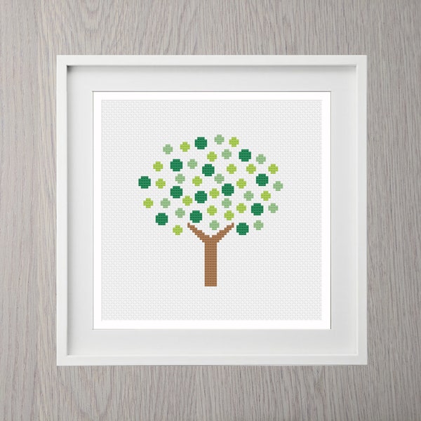 Tree Cross Stitch Pattern, Instant Download, Modern, Simple, Geometric, Beginner
