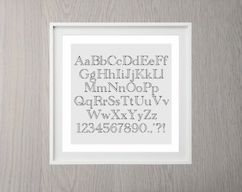 Cross Stitch Alphabet Pattern With Punctuation and Numbers Cross Stitch Pattern PDF - Cross Stitch Letters - Bold Cross Stitch Font