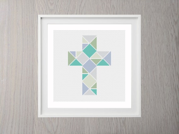 Geometric Cross Easter Cross Stitch Pattern | Christian Cross Stitch Cross