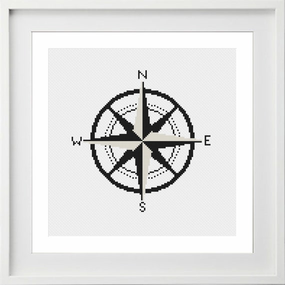 Compass Rose Cross Stitch Pattern Instant Download Simple 