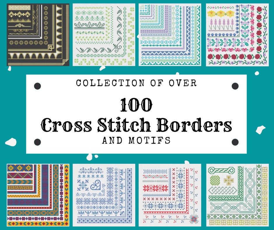 Square Border Cross Stitch Pattern, Christmas Border, Cross Stitch