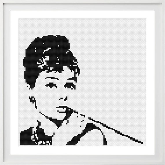 オードリー ヘップバーンのクロスステッチ パターン、即時ダウンロード