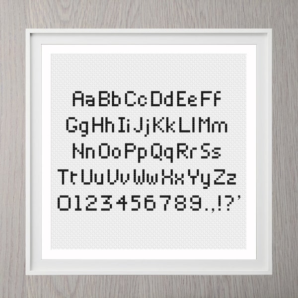 Tiny Cross Stitch Alphabet Pattern With Punctuation Cross Stitch Pattern PDF, Small Cross Stitch Letters, Mini Cross Stitch Font