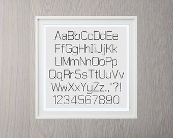 Cross Stitch Alphabet Pattern With Punctuation and Numbers Cross Stitch Pattern PDF - Cross Stitch Letters - Tall Slim Cross Stitch Font