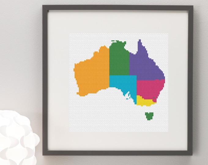 Australia Map Cross Stitch Pattern | Digital Download