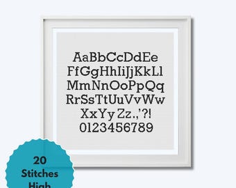 Cross Stitch Alphabet Pattern With Punctuation and Numbers Cross Stitch Pattern PDF, Large Cross Stitch Letters, Bold Cross Stitch Font