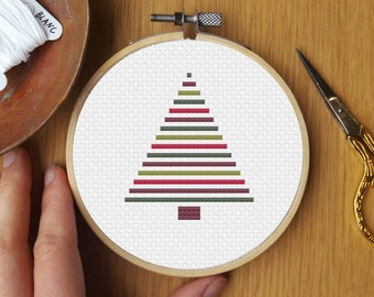Mini Christmas Tree Cross Stitch Pattern, Instant Download, decoration, modern, simple, beginner