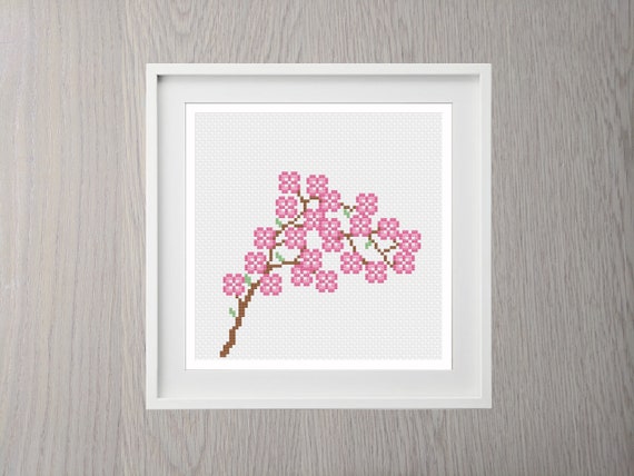 cherryオーダーページ Cherry Blossom Cross Stitch Pattern, Instant Download, Modern