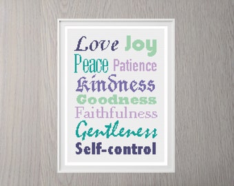 Fruit of the Spirit Cross Stitch Pattern | Christian Cross Stitch Chart | Bible Cross Stitch
