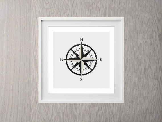 Compass Rose Cross Stitch Pattern Instant Download Simple 