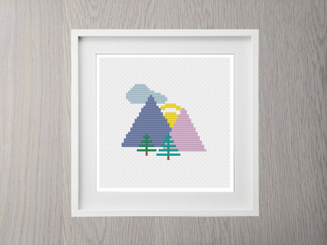 Mountains Cross Stitch Pattern, Instant Download, Modern, Mini, Simple ...